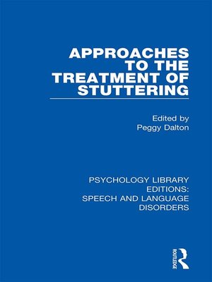 cover image of Approaches to the Treatment of Stuttering